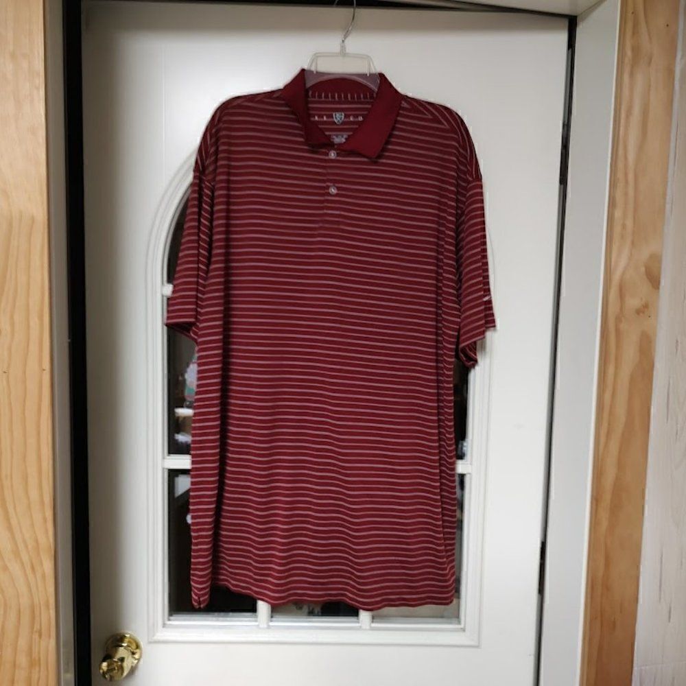 Nike Golf Dry Fit Maroon White Striped Polo Size Men's XXL